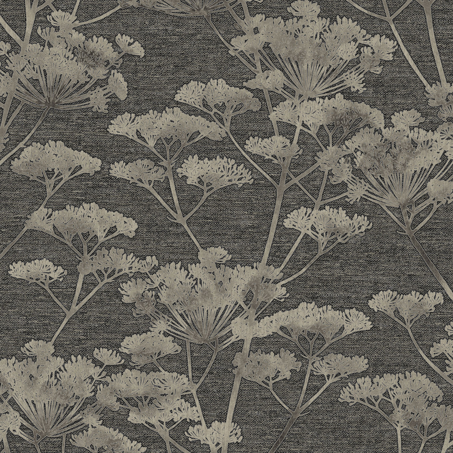 Tapete, schwarz-silber, Gräser, Blumen, 119967, Refine, Indulgence, Graham Brown Boutique