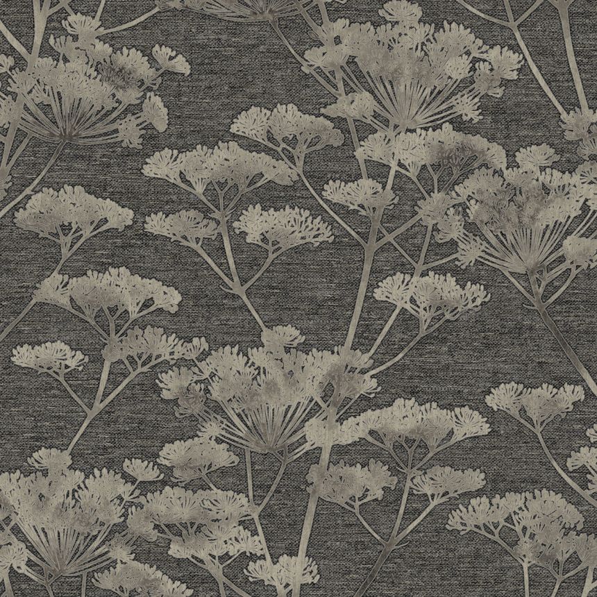 Tapete, schwarz-silber, Gräser, Blumen, 119967, Refine, Indulgence, Graham Brown Boutique