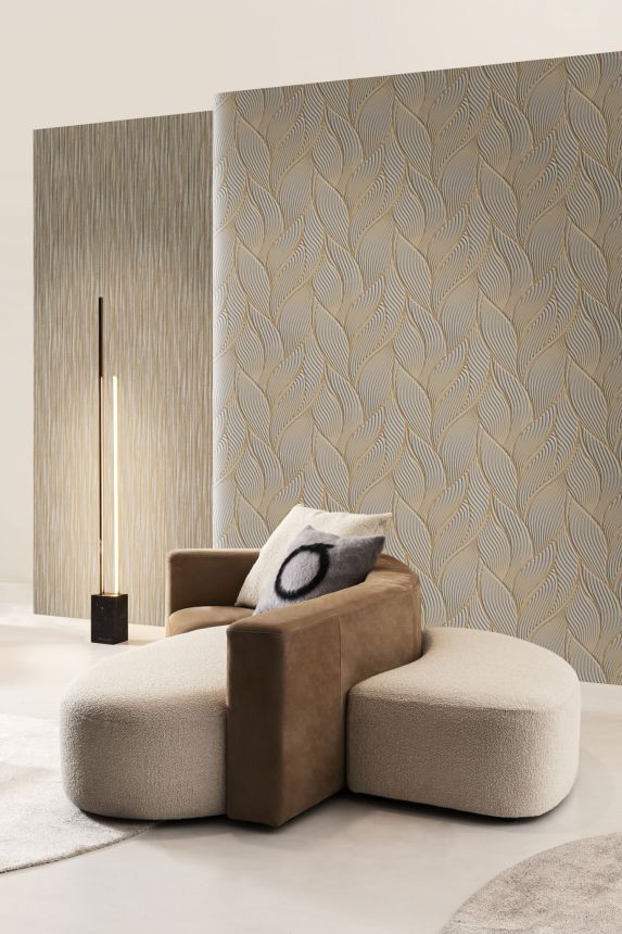 Braun-gold-silberne Luxustapete, Stoffimitat, Z18902, Trussardi 7,Zambaiti Parati