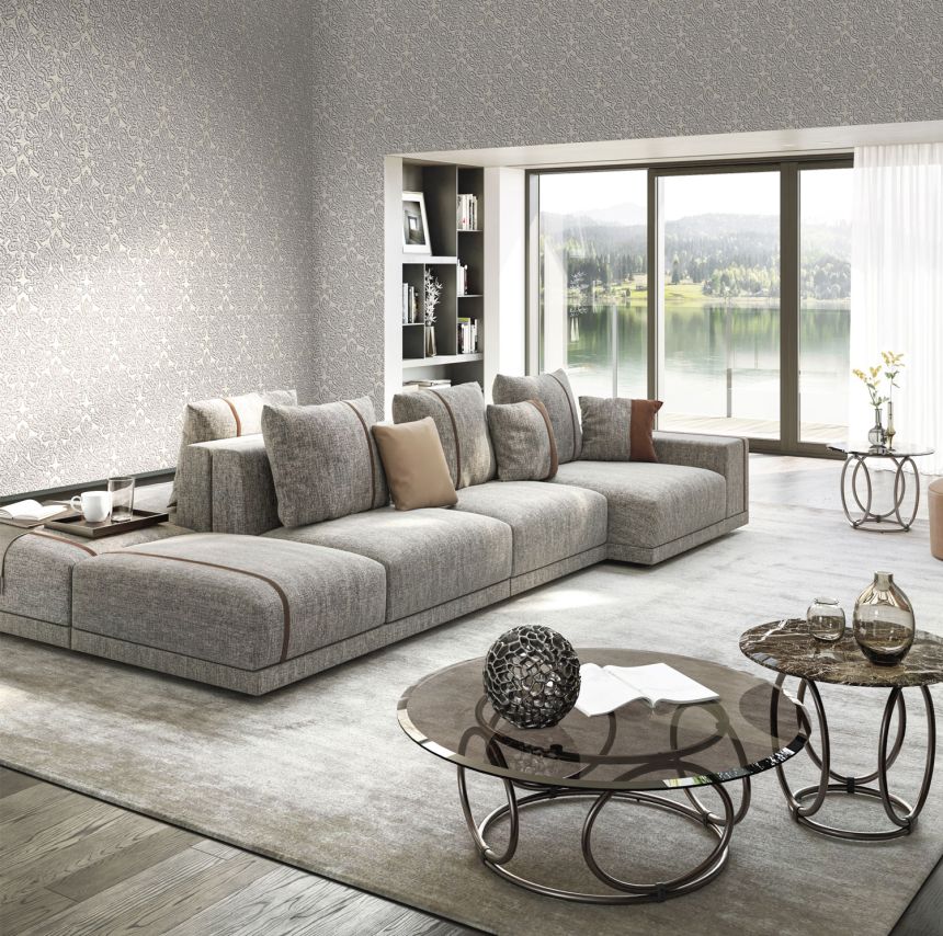 Luxuriöse graue Barocktapete, Z18935, Trussardi 7, Zambaiti Parati