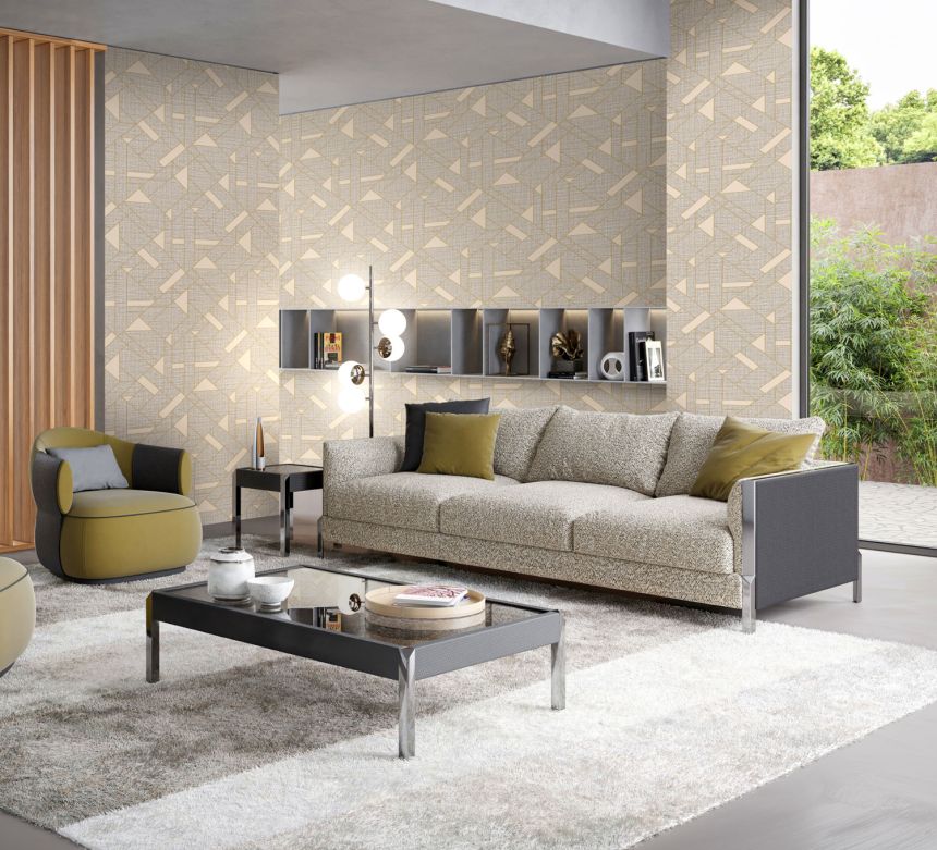 Graubraune Luxustapete mit geometrischen Mustern, Z18946, Trussardi 7, Zambaiti Parati