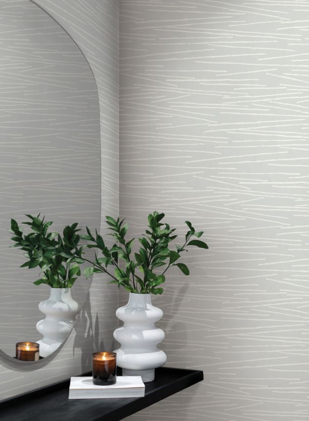 Graublaue Vliestapete, weiße Linien, EV3933, Candice Olson Casual Elegance, York