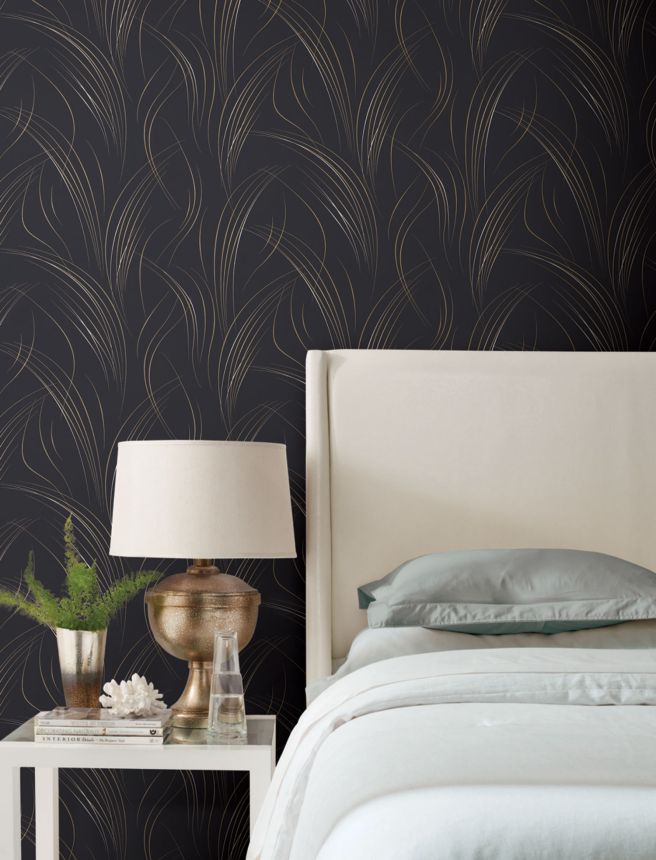 Elegante schwarze geometrische Vliestapete, EV3938, Candice Olson Casual Elegance, York