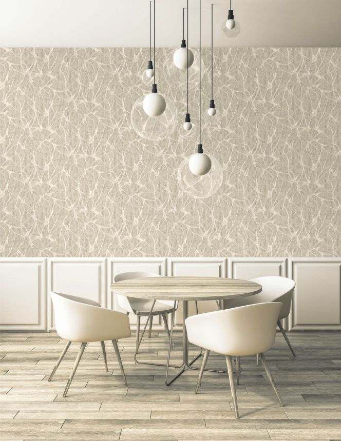 Cremefarbene Luxustapete mit markantem Metallic-Muster, 56806, Aurum II, Limonta