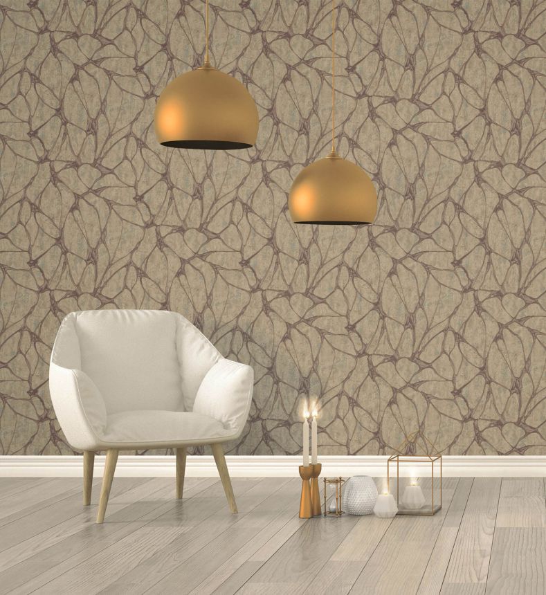 Graue Luxustapete mit markantem Metallic-Muster, 56807, Aurum II, Limonta