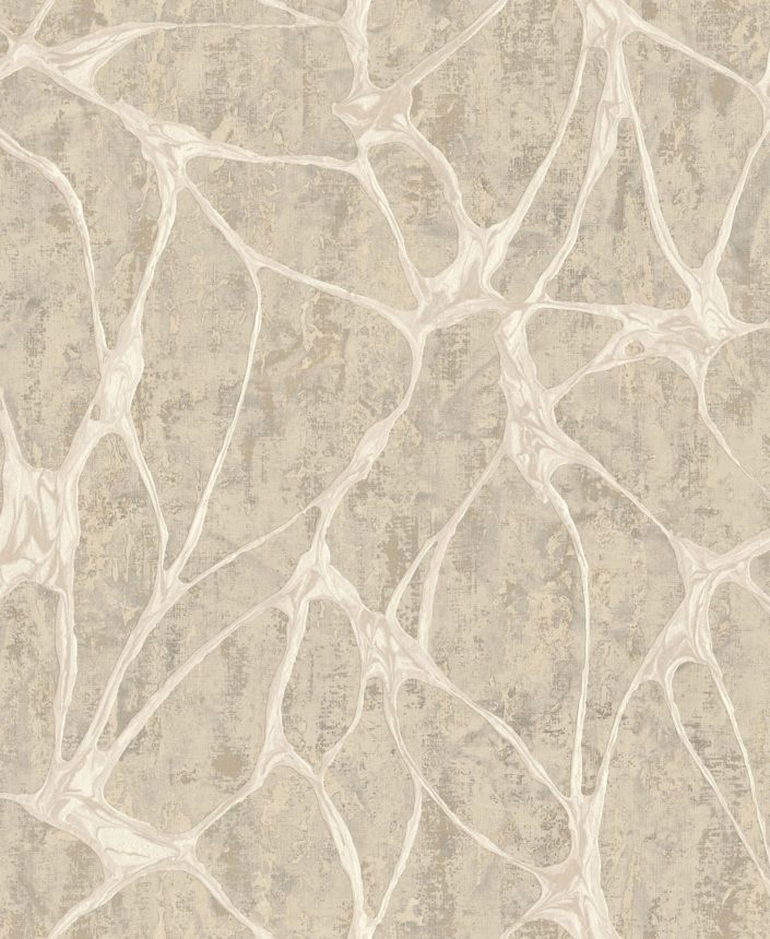 Beigegraue Luxustapete mit markantem Metallic-Muster, 56823, Aurum II, Limonta