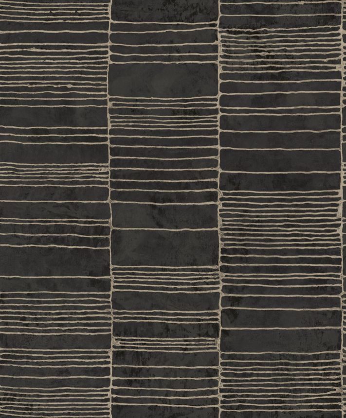 Schwarze Luxustapete mit geometrischem Muster,  57408 Aurum II Limonta