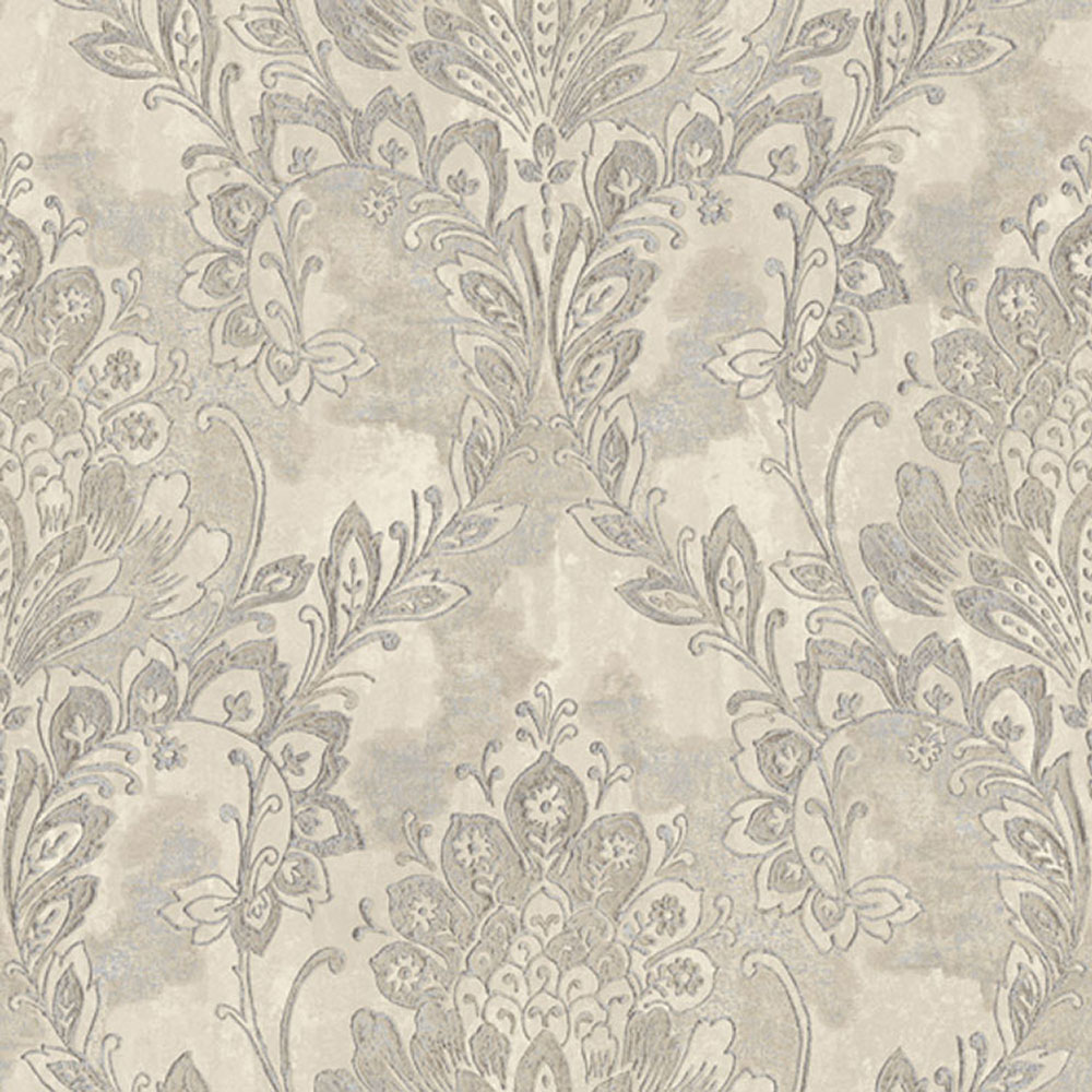 Grau-silberne Vliestapete mit Barockmotiv 78424, Makalle II, Limonta