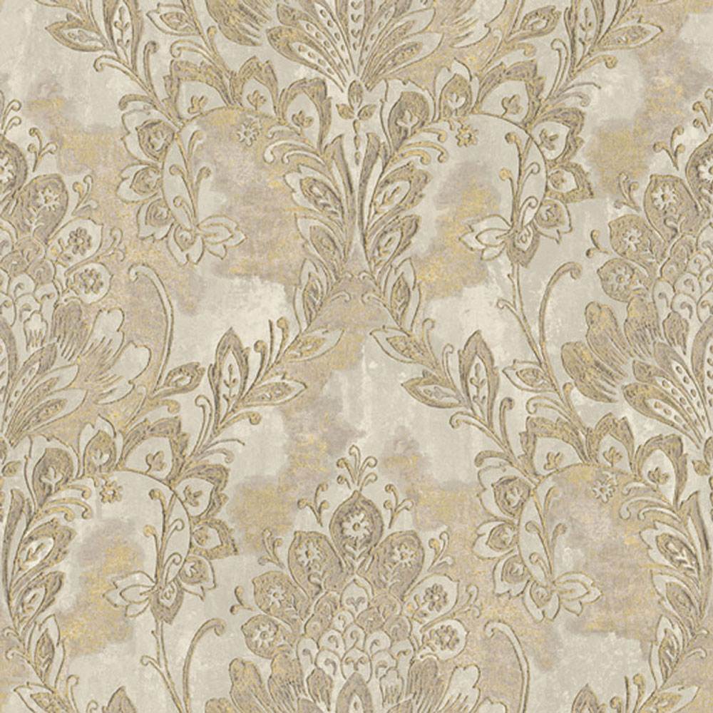 Grau-goldene Vliestapete mit Barockmotiv 78427, Makalle II, Limonta
