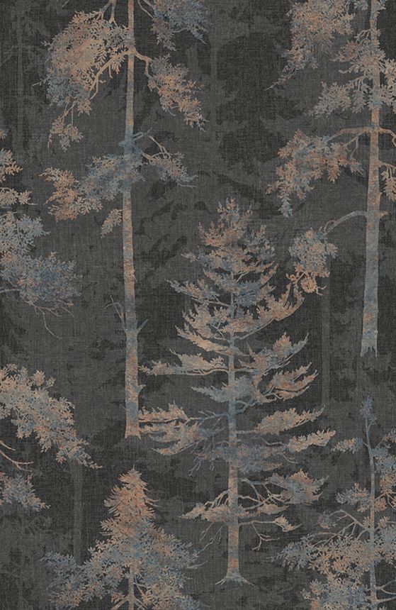 Grau-schwarze Vliestapete, Wald, Bäume, 121424, New Eden, Graham&Brown Premium