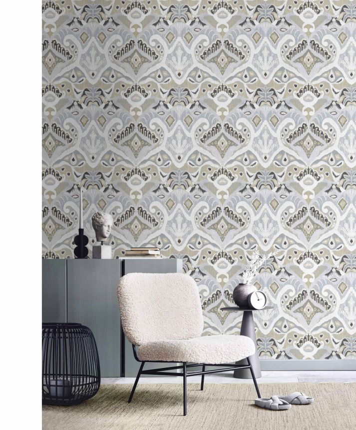 Blaue Tapete mit Ornamenten, ethnischem Muster, 26426, Thai, Cristiana Masi by Parato