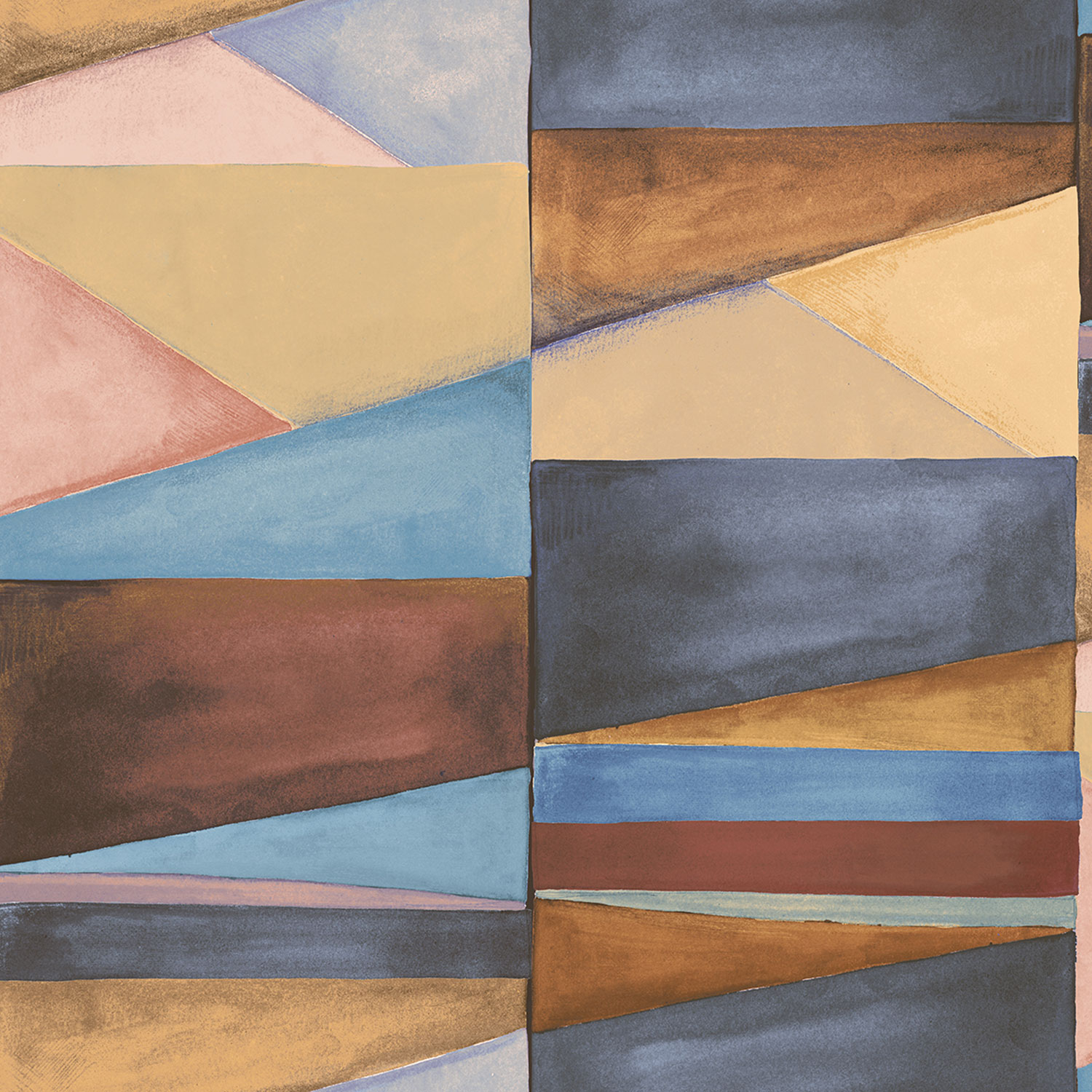 Geometrische Vliestapete, blau, braun, SO27030, Soleado, Decoprint