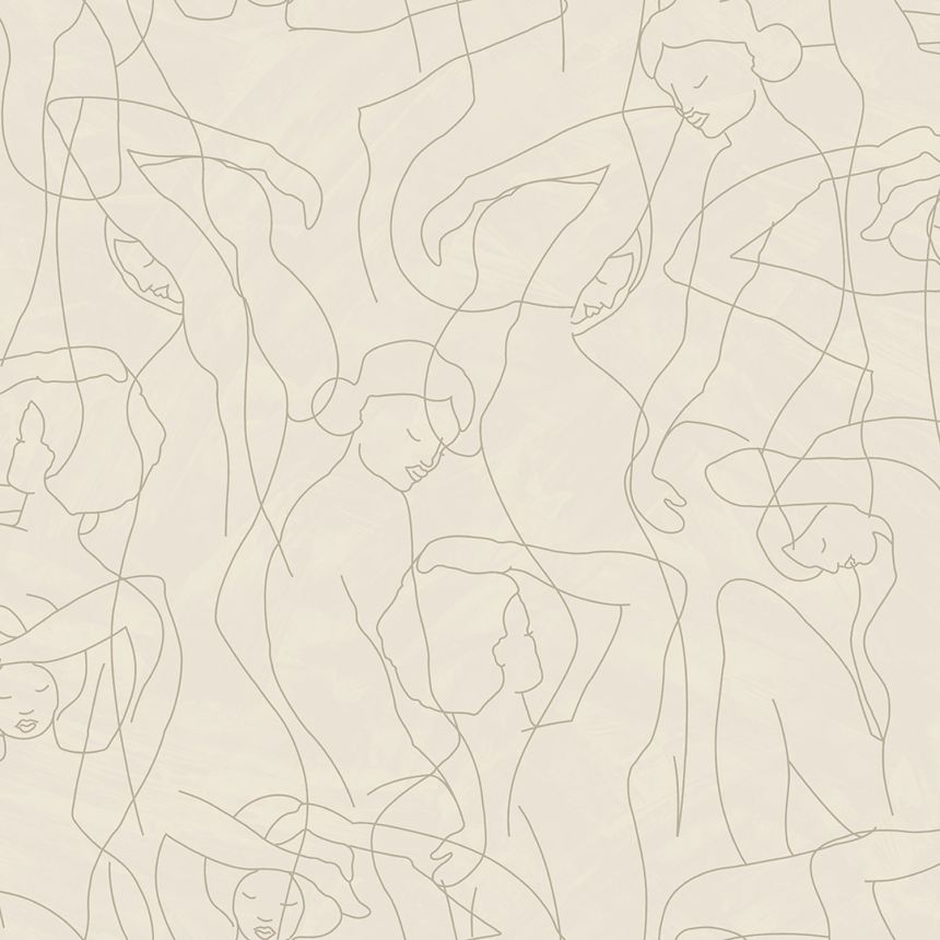 Grafische Vliestapete, Figurenumrisse, creme, SO27043, Soleado, Decoprint