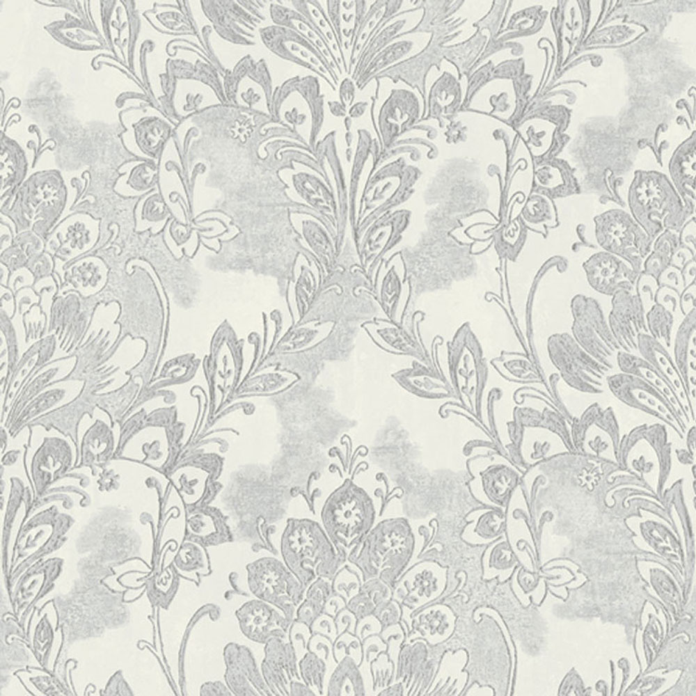 Grau-silberne Vliestapete mit Barockmotiv 78417, Makalle II, Limonta