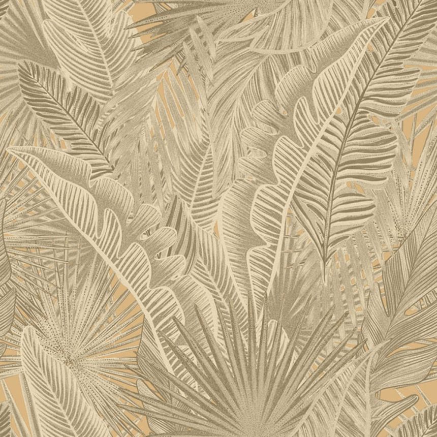 Vliestapete, beige, Blätter, NHW1014, Perla, Decoprint