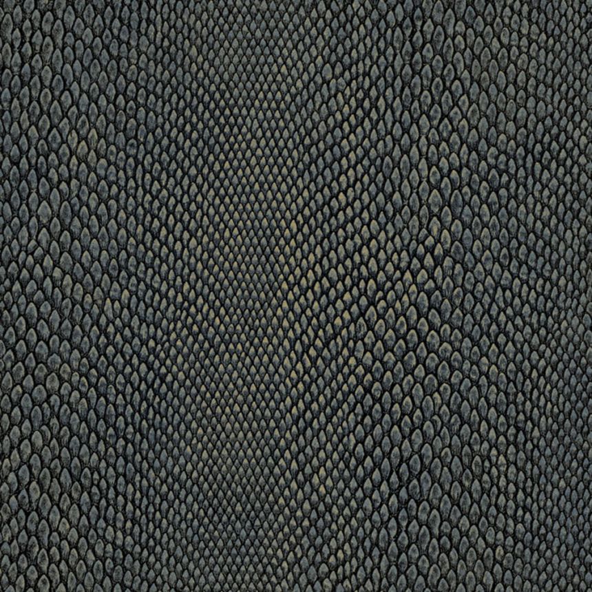 Vliestapete, blau-gold, Schlangenhaut-Imitat, NHW1038, Perla, Decoprint