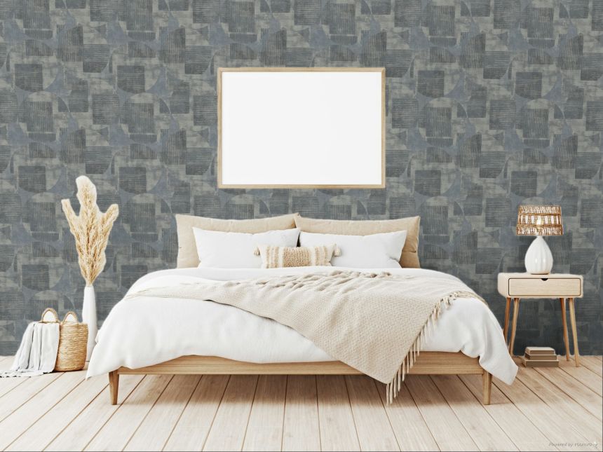 Blaugraue geometrische Vliestapete, RE25162, Reflect, Decoprint