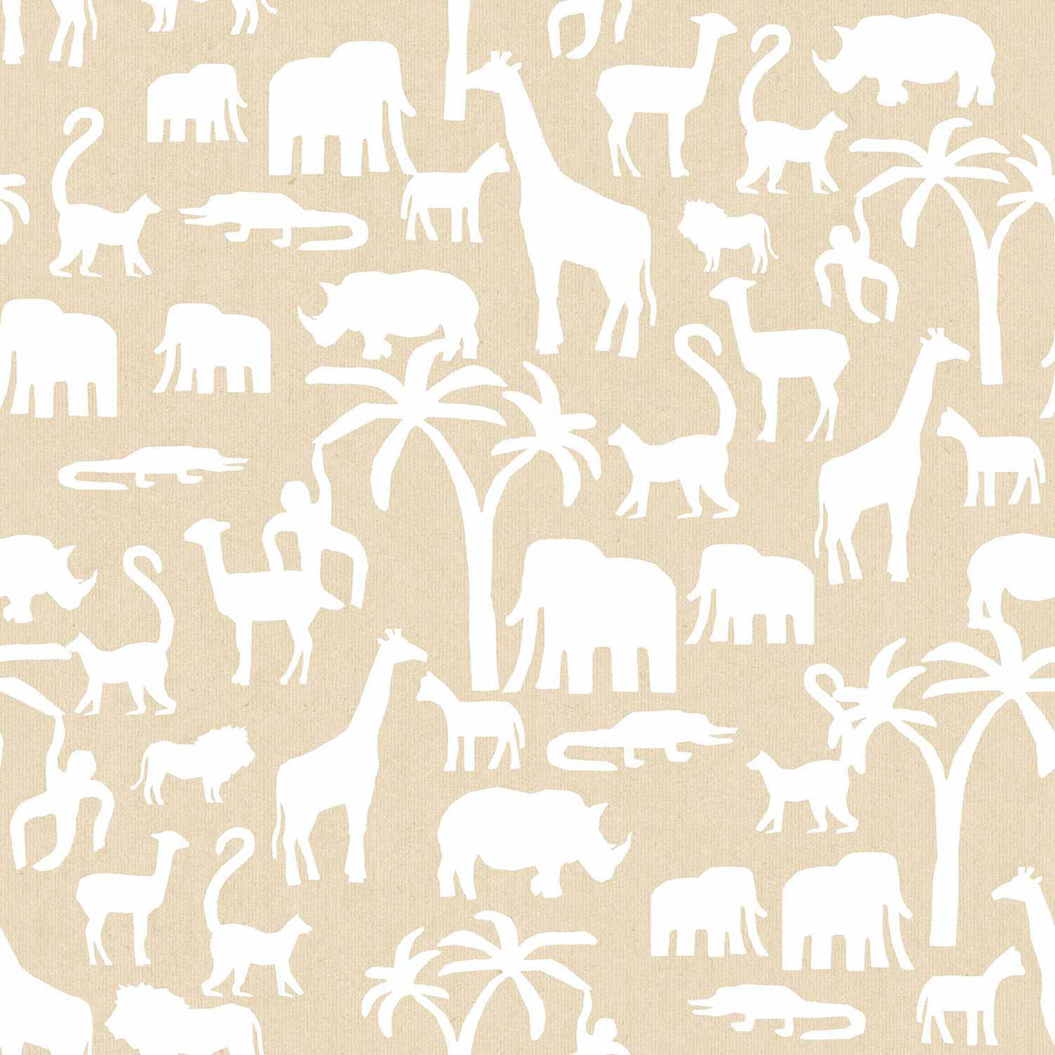 Beige Kindertapete mit Tieren aus Afrika, 17133, MiniMe, Cristiana Masi by Parato