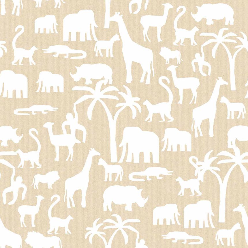 Beige Kindertapete mit Tieren aus Afrika, 17133, MiniMe, Cristiana Masi by Parato