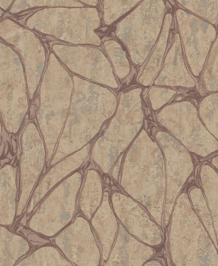Bronzefarbene Luxustapete mit markantem Metallic-Muster, 56825, Aurum II, Limonta