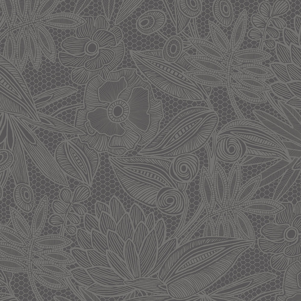 Grau-schwarze Vliestapete mit Blumenmuster, 340114, Gilded, Eijffinger