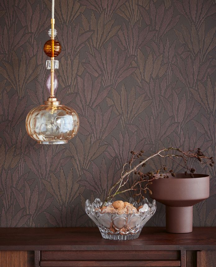 Braune Vliestapete mit Blättern, 340155, Gilded, Eijffinger