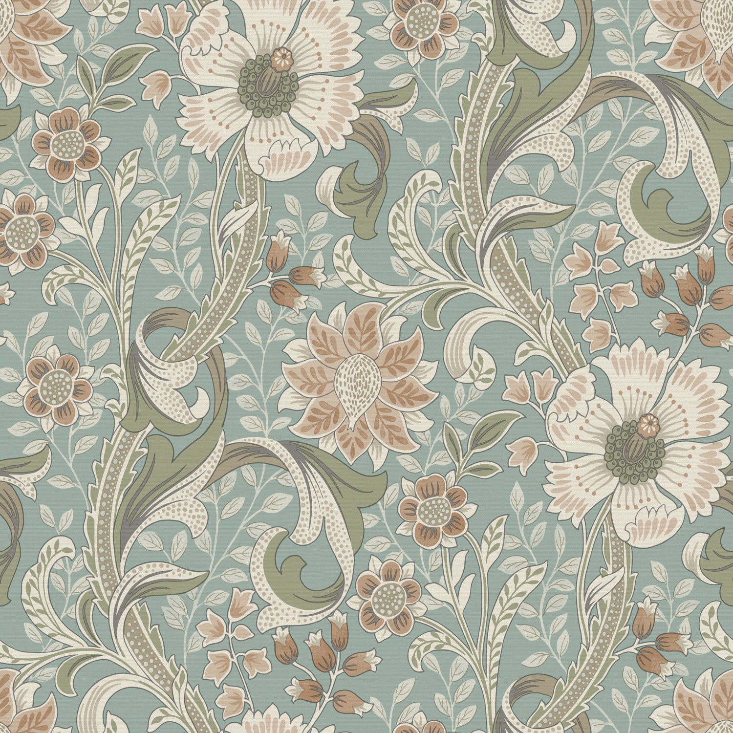 Vliestapete, türkis, Blumen, PH3106, Perfect Harmony, Grandeco