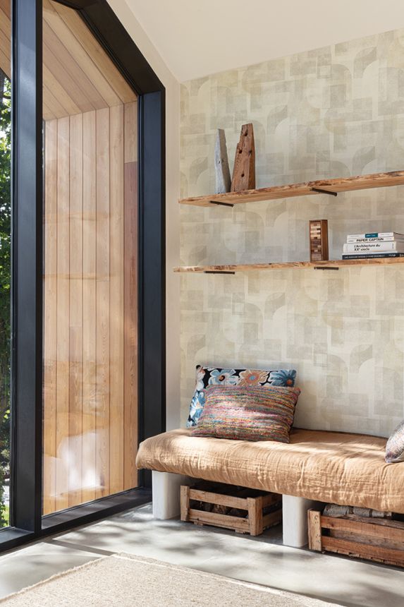 Geometrische Vliestapete, grau-beige, PH3504, Perfect Harmony, Grandeco