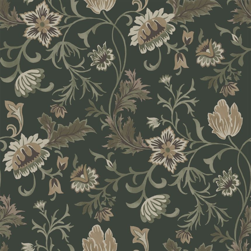 Florale Vliestapete, schwarz, 139417, Bloom, Esta Home