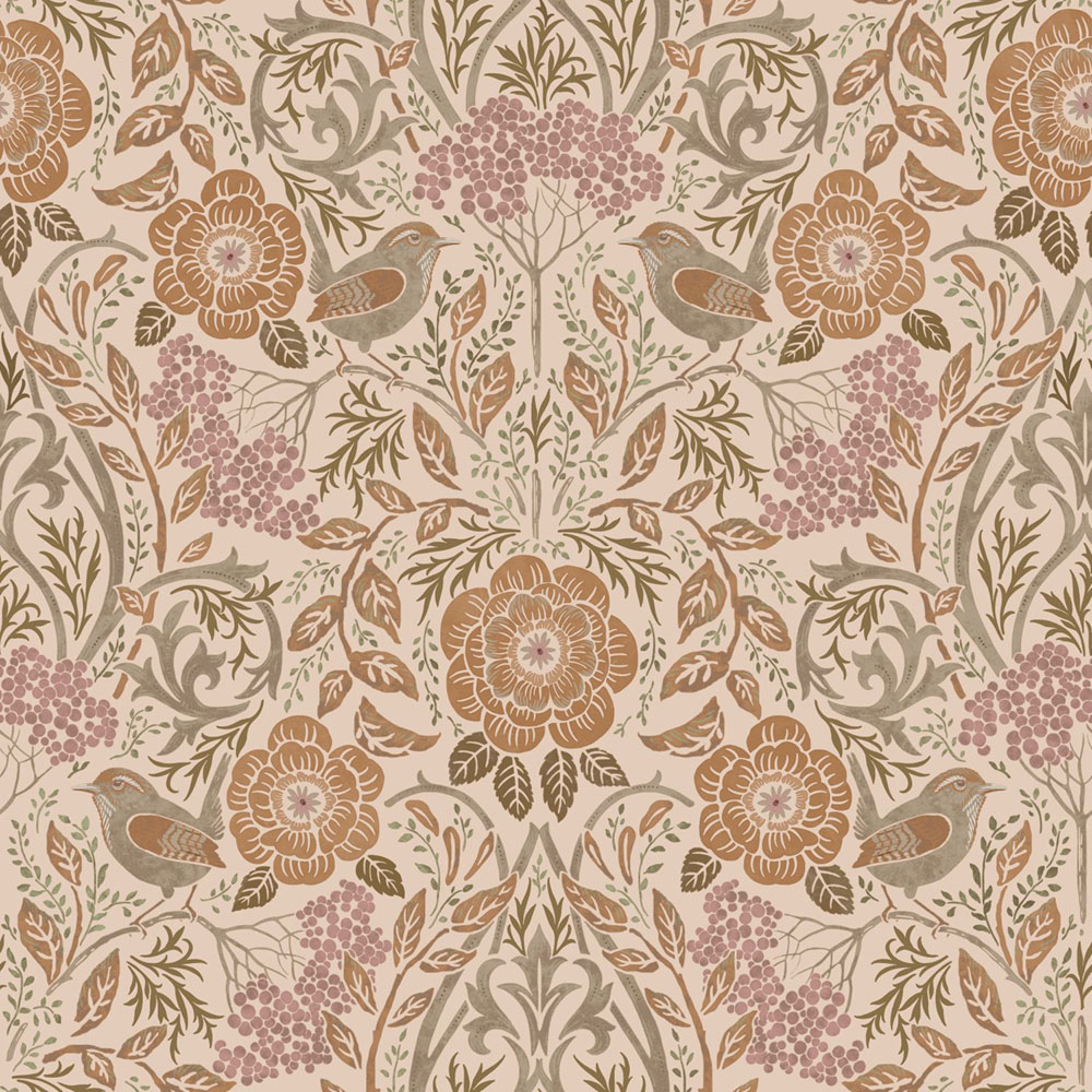 Florale Vliestapete, braun-beige, 139567, Bloom, Esta Home