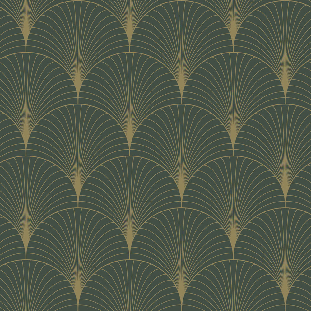 Vliestapete, Art deco, Grün-Gold, 139584, Bloom, Esta Home