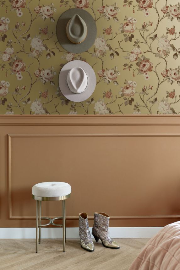 Florale Vliestapete, gold, 139762, Bloom, Esta Home