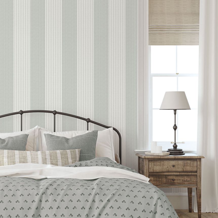 Vliestapete, grün, Streifen,  9811-4, Essential Stripes, ICH Wallcoverings
