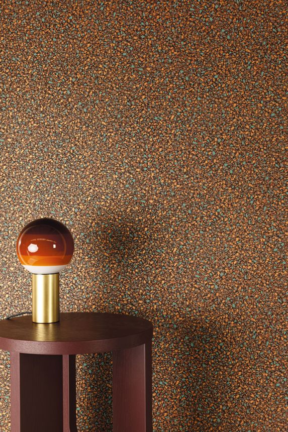 Vliestapete, braun-gold, Stein, Terrazzo, ROC005, Rock, Masureel