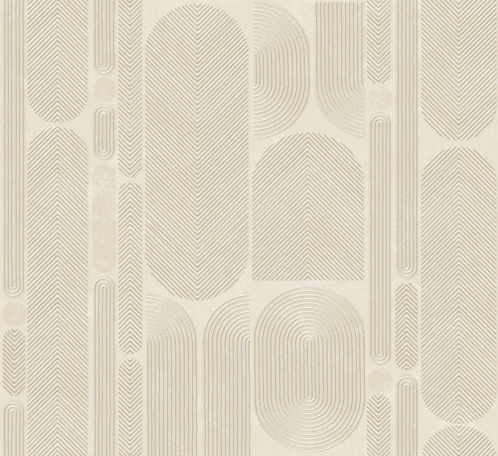 Geometrická Vliestapete, grau-beige, Ovale, ROC201, Rock, Masureel