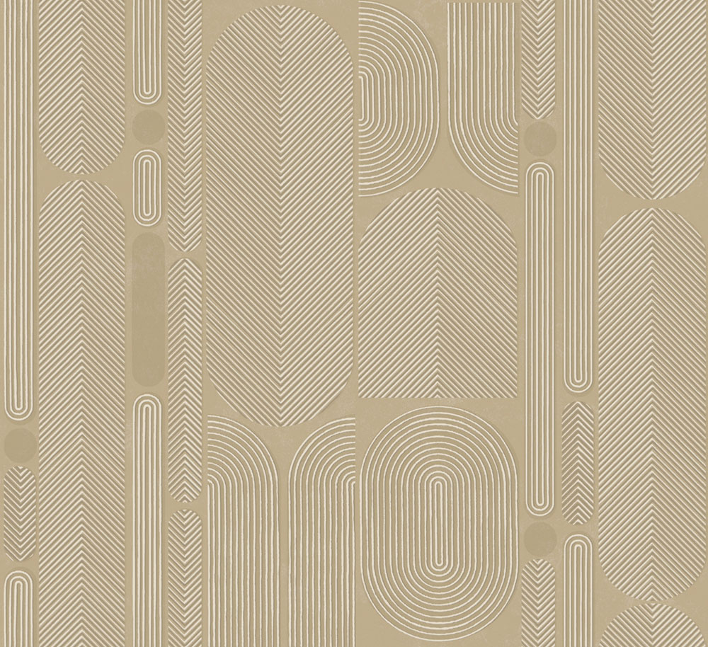 Geometrická Vliestapete, beige, Ovale, ROC202, Rock, Masureel