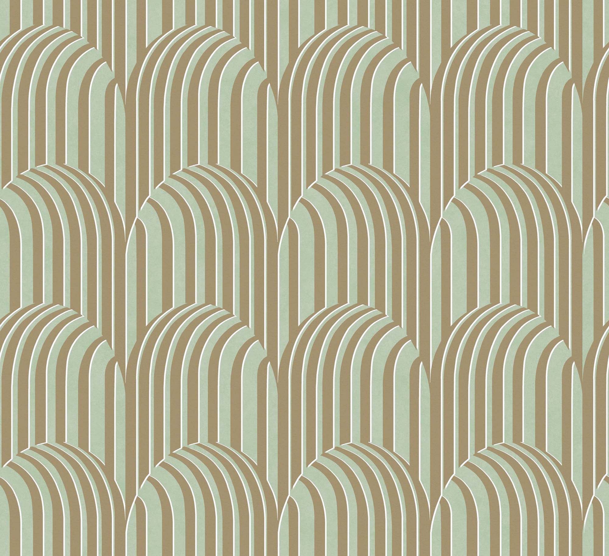 3D geometrická Vliestapete, grün-beige, ROC302, Rock, Masureel