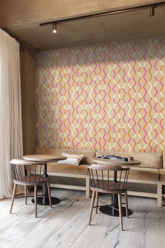 Geometrische Vliestapete, beige, JOY004, Joy, Masureel