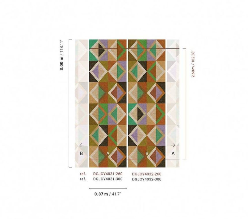 Geometrische Vliestapete Wandbilder, braun-grün, DGJOY4031-260, Joy, Masureel