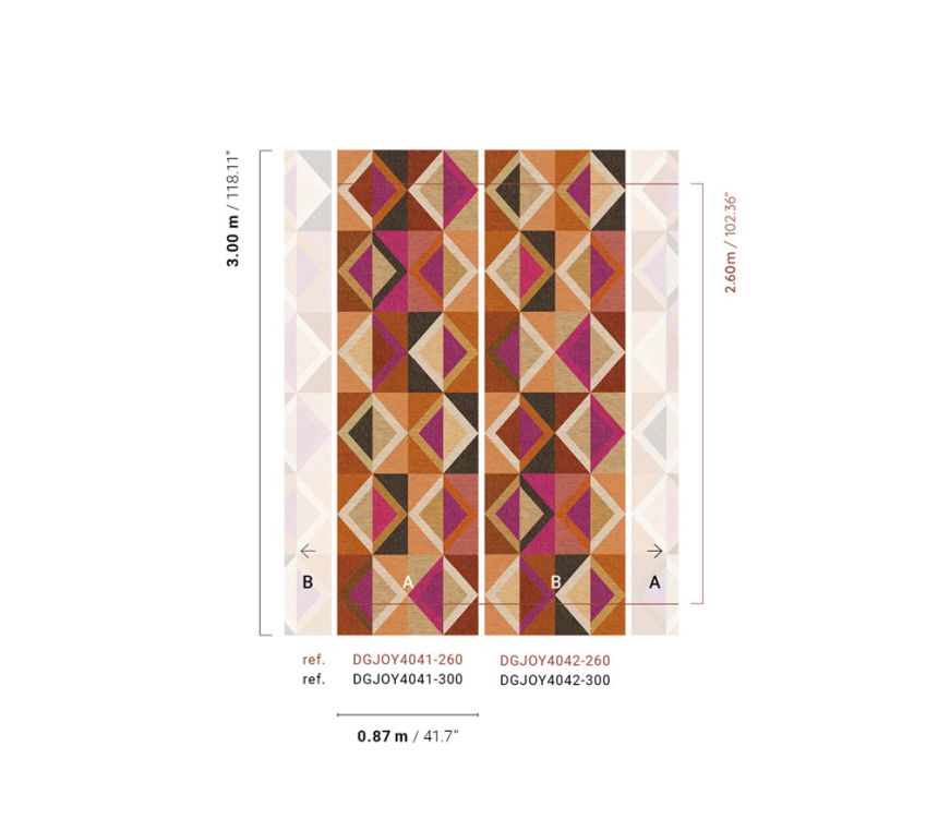 Geometrische Vliestapete Wandbilder, braun-lila, DGJOY4042-300, Joy, Masureel