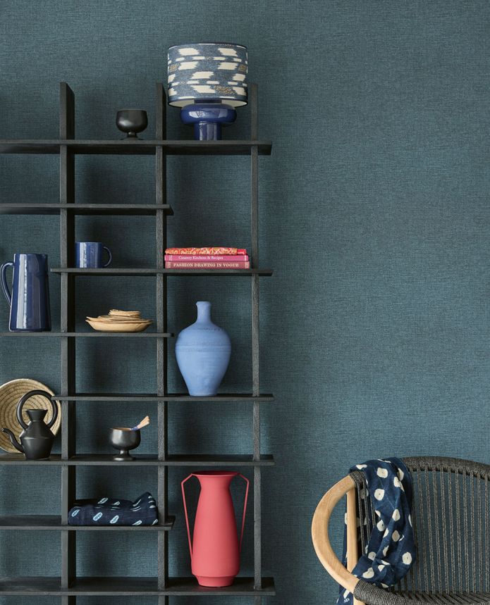 Vliestapete, blau, Stoffimitat, 340250, Solange, Eijffinger