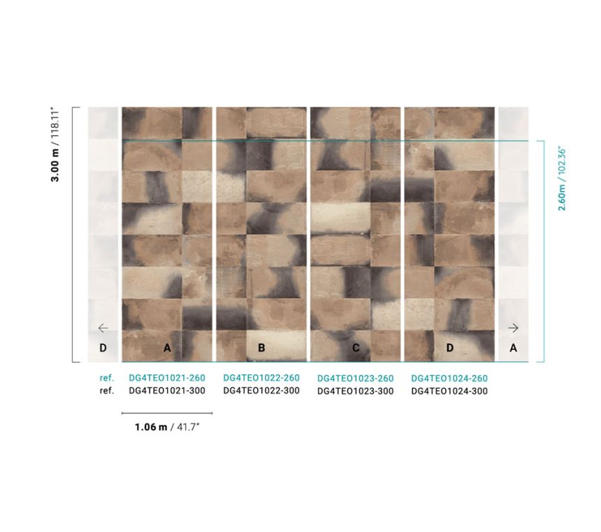 Fototapete, Wandverkleidungsimitation, DG4TEO1024-300, Wall Designs IV, Khroma by Masureel