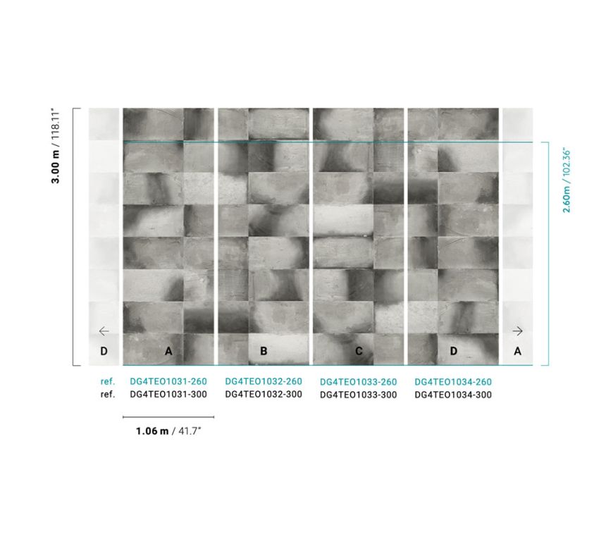 Fototapete, Wandverkleidungsimitation, DG4TEO1034-260, Wall Designs IV, Khroma by Masureel