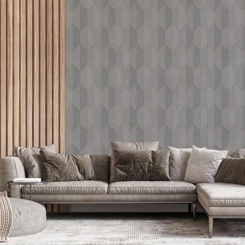 Geometrische Vliestapete, grau, 1501-4, Vera, AdaWall