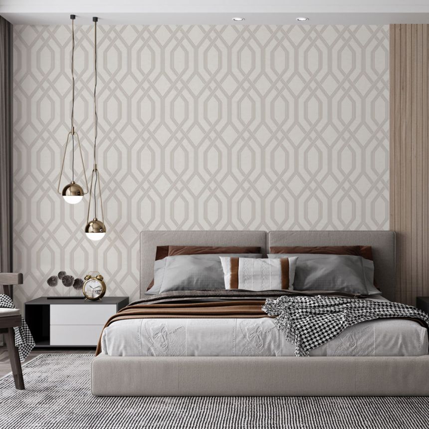Geometrische Vliestapete, creme, 1502-1, Vera, AdaWall
