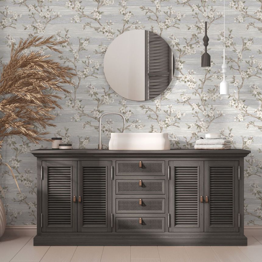 Vliestapete, creme, Blumen, 1505-1, Vera, AdaWall