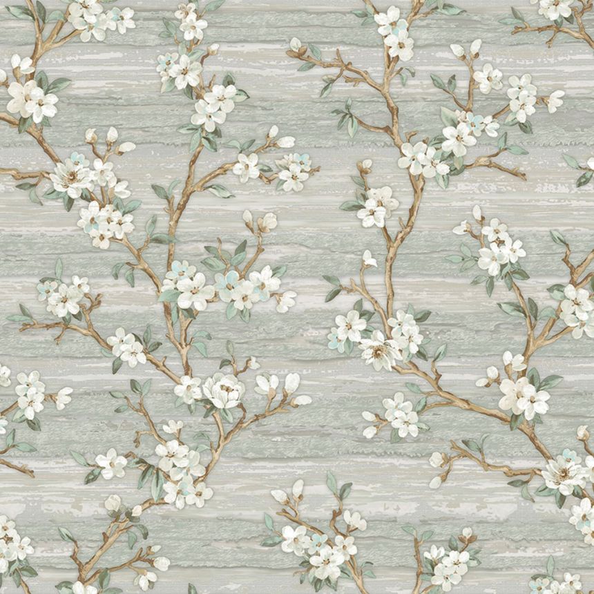 Vliestapete, zelená, Blumen, 1505-2, Vera, AdaWall