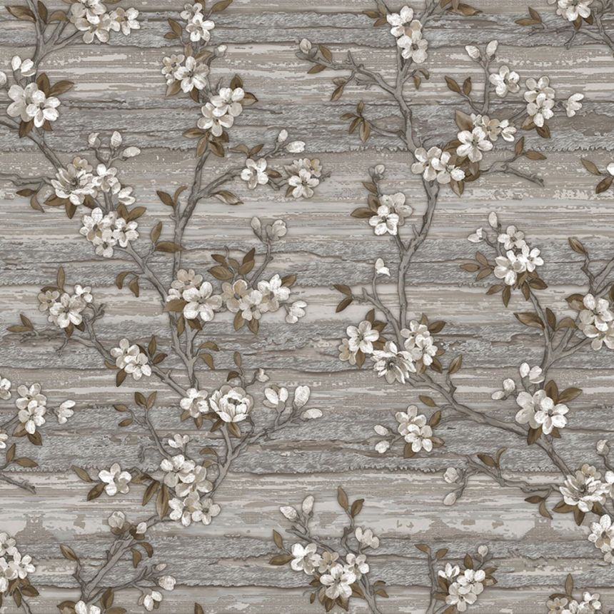 Vliestapete, grau, Blumen, 1505-3, Vera, AdaWall