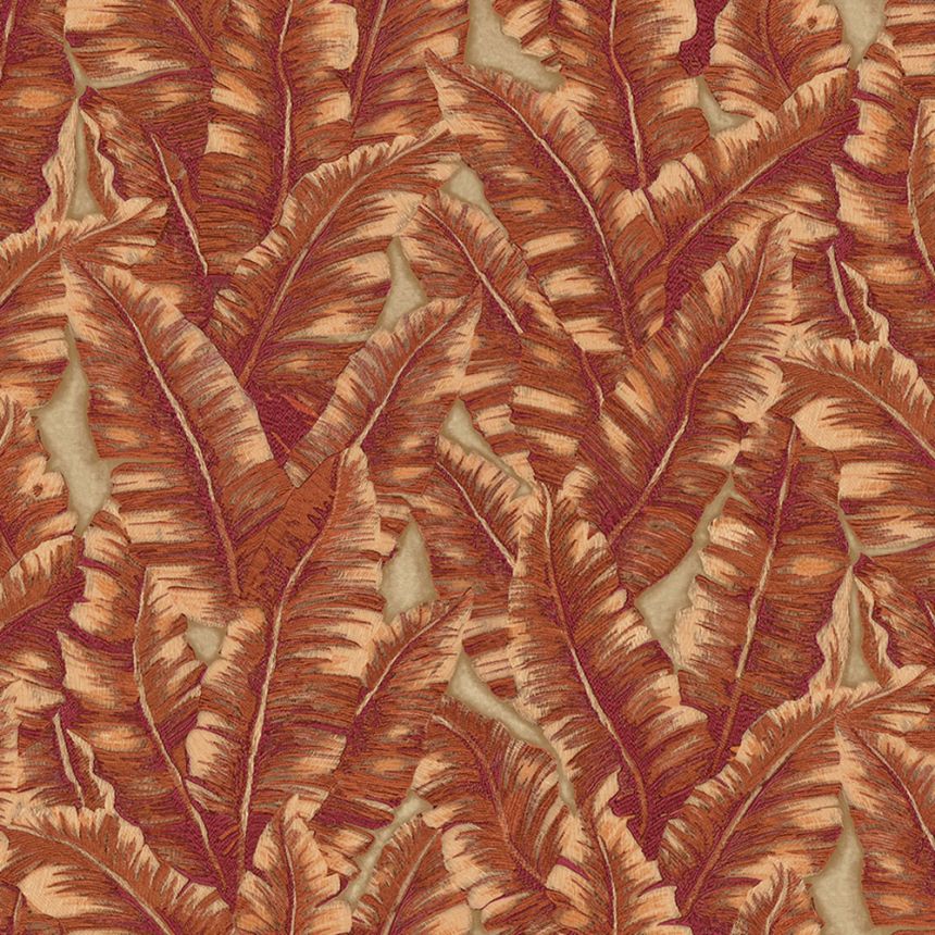 Vliestapete, orange, Blätter, 1507-4, Vera, AdaWall
