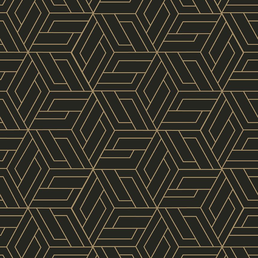 Schwarz-goldene geometrische Vliestapete, A67302, Vavex 2026